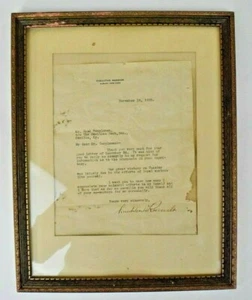 Carta enmarcada de Franklin Roosevelt firmada de 1932 mansión ejecutiva - Imagen 1 de 10