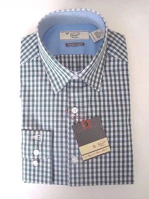NEW NWT PENGUIN MUNSINGWEAR ash green plaid MEN DRESS SHIRT 16 LONG SLEEVE 32/33 - Image 1 of 4