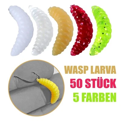 50x künstlichen Bienenmaden in 5 Farben | Forellenköder Köder Forelle - Bild 1 von 4