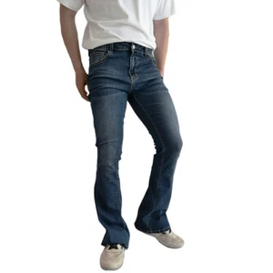 Pantalones acampanados de campana de mezclilla para hombre pantalones bootcut pantalones jeans ajuste informal - Imagen 1 de 14