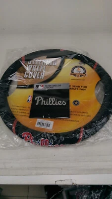 New MLB Philadelphia Phillies Auto Truck Steer Wheel Cover & Chrome Emblem Decal - Image 1 of 4