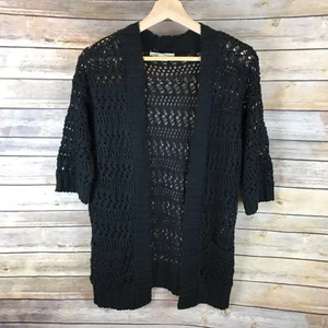 Urban Outfitters Staring At Stars Long Black Open Knit Crochet Cardigan Sz S - Picture 1 of 6