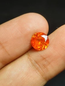 Round Cut Sphalerite Gemstone Vibrant Orange - Picture 1 of 5