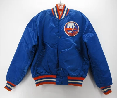 VINTAGE New York Islanders Jacket Men Medium Blue Starter NHL Satin Bomber 80s * - Image 1 of 4