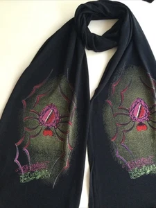 Ed Hardy by Christian Audigier Black/Green Spiders Scarf - Picture 1 of 5