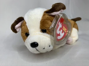 ❤️ HUGGINS ❤️ 2003 Ty Beanie Babies Brown Pitbull BULLDOG Baby *MWMT* - Imagen 1 de 7