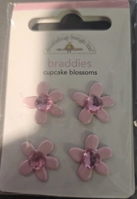Crafts Doodlebug Brads Braddies 4- Lily Pink Bubblegum Gem Centers - Image 1 of 2