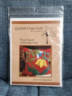 Quilted Crow Girls -Posey Hearts-Wooly Bits Club Pattern NEW - Image 1 of 2