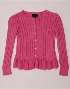 POLO RALPH LAUREN Girls Cardigan Sweater 5-6 Years Pink Cotton BQ02 - Picture 1 of 3