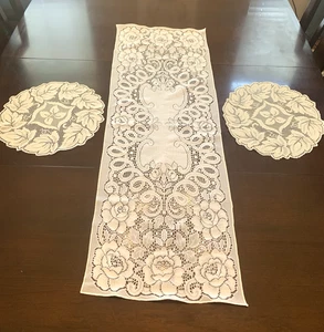Juego de 3 tapetes florales de encaje rectangulares y redondos - Imagen 1 de 6