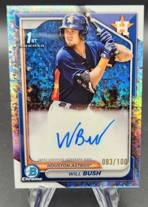 Bowman Chrome Will Bush CPA-WB 2024 1er mini-diamante refactor automático #/100 Astros - Imagen 1 de 2