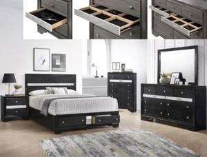 queen size bedroom furniture sets bed/dresser/mirror/2nightsantds  - Picture 1 of 1