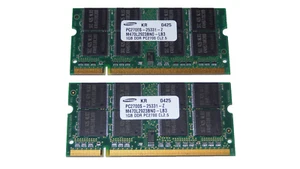 SAMSUNG 2GB 2X1GB DDR PC2700S CL2.5 SODIMM 333MHz LAPTOP MEMORY M470L2923BN0-CB3 - Picture 1 of 2