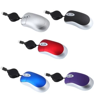 Type-c Corded Mouse Retractable Cable Small Mouse 1000DPI Optical Travel Mouse - Picture 1 of 23