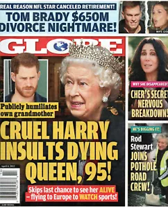 GLOBE Magazine April 4 2022 Queen Elizabeth Tom Brady Cher Rod Stewart - Imagen 1 de 2