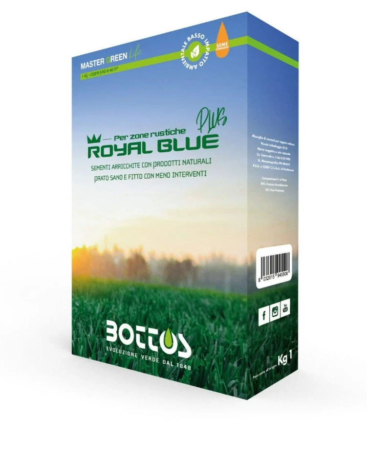Semi prato resistenti alla siccita' Royal Blue Plus da 1 kg.Bottos - Immagine 1 di 1