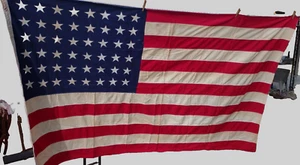 HUGE Vtg Defiance Bunting 48 Star U S American Flag 5'x8' Sewn Stars Stripes - Picture 1 of 10