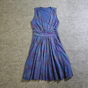 Fresh Produce Kleid Damen XS Blau Aquarell Blumen Tropical Ärmellos Taschen - Bild 1 von 10