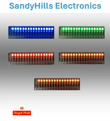3-12V 16 Bit LED Blue/Red/Green/Yellow/Orange LED indicator, Solder Practice KIT - Image 1 of 3