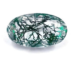 64.10 Ct Green Rutilated Quartz Certified Transparent Oval Cut Loose Gems 5JSI - Picture 1 of 8