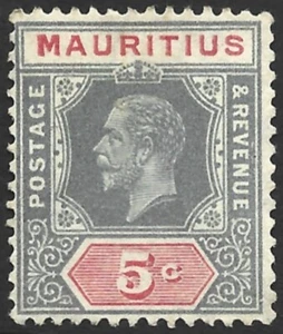 Mauritius, KGV, 1921-34, SG#227a, 5c Grey & Carmine, Die I, Mint No Gum #F10512 - Picture 1 of 1