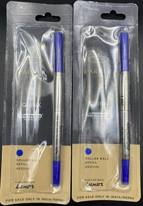 2 x Parker Quink Tintenroller Tintenrollerminen blaue Tinte mittlere Feder neu - Bild 1 von 3