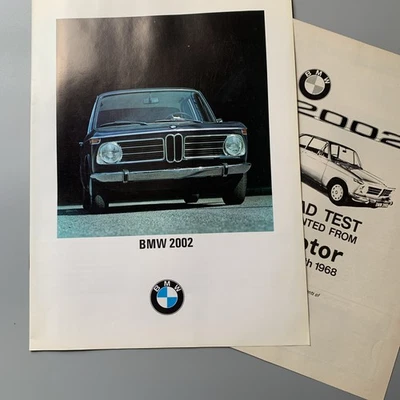 Folleto de ventas BMW 2002 1968 Reino Unido + reimpresión de prueba de carretera de motor de colección Foto 1 de 4