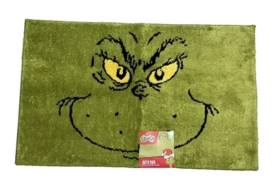 Novo! Tapete de banheiro Franco Grinch by Dr. Seuss antiderrapante de pelúcia malha poli 21x34 - Imagem 1 de 4