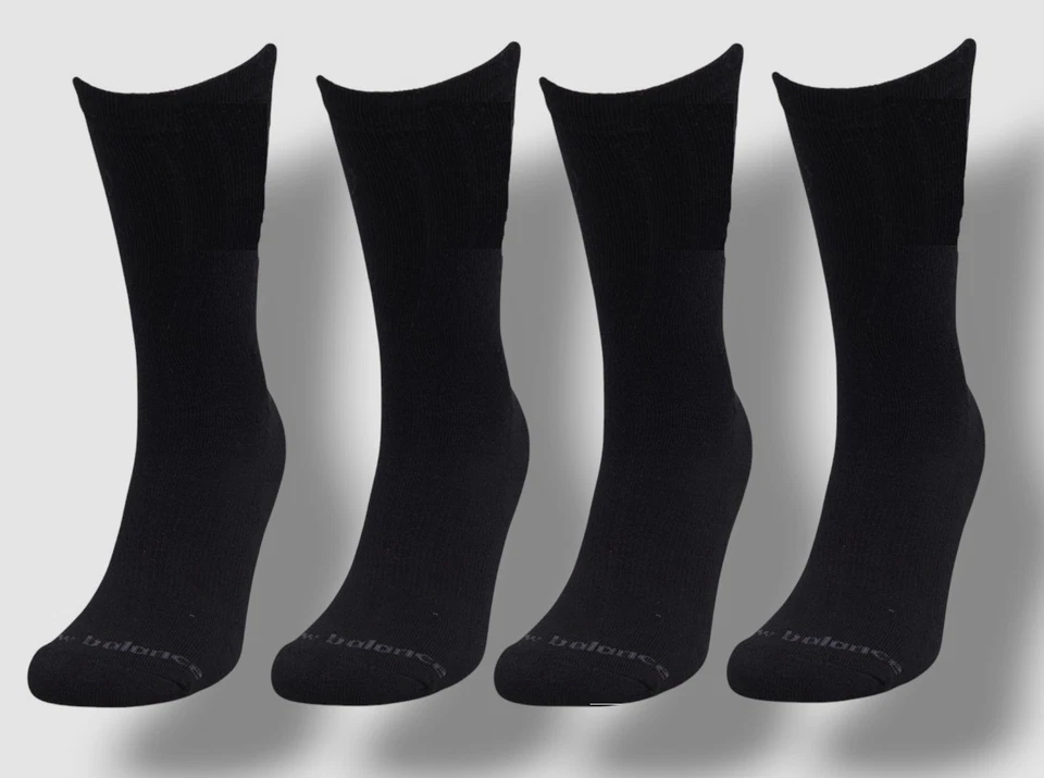 Paquete de 4 pares de calcetines New Balance negros de algodón con logotipo para hombre talla 6-12 Foto 1 de 1