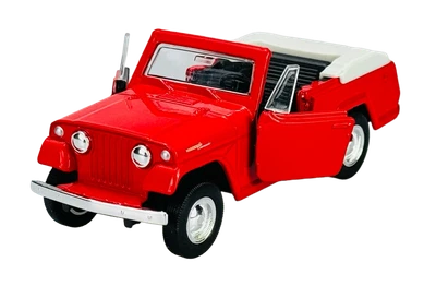 WELLY OLD TIMER 1967 JEEP JEEPSTER COMMANDO ROADSTER RED 1:34 NEW IN BOX MODEL - Image 1 of 4