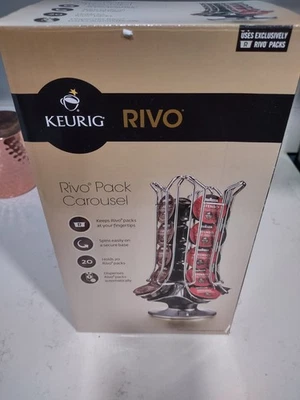 正品 Keurig 四列 20 插槽镀铬铆钉包旋转木马带盒阅读 — 第 1/4 张图片