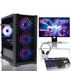 Gaming PC 24'' Bundle i5 4th Gen 8GB RAM 500GB + 512GB SSD 2GB GT 710 Windows 10 - Picture 1 of 8