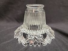 Vintage Vertical Ribbed Clear Glass Lamp Shade Reticulated Floral Rim