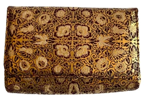Vintage Italian Florentine Wallet Clutch Red Gold Embossed Italy Lined 6"x4" - Picture 1 of 14