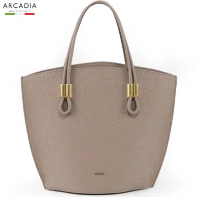 ARCADIA Made in Italy creative designer dove gray leather medium Tote bag - Image 1 of 4