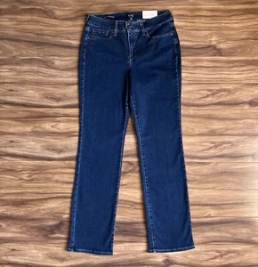 NYDJ Jeans Womens 10 Blue Marilyn Straight Leg Stretch Dark Wash Denim NEW - Picture 1 of 13
