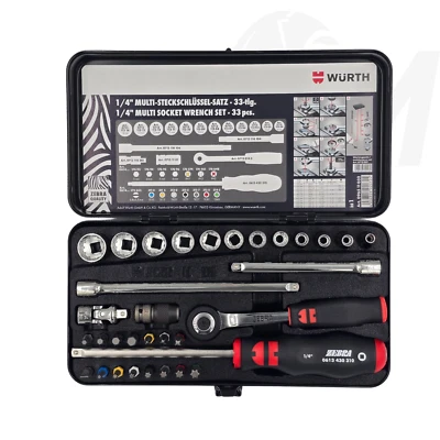 Wurth 1/4 inch Socket Set Assortment of 33 pieces Zebra Quality Chrome Plated - Image 1 of 4