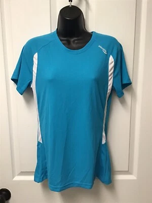 Camisa Atlética Saucony Para Mujer Correr Entrenamiento Azul Blanco Talla Mediana 332 Foto 1 de 4