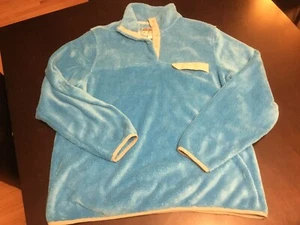 JACHS Cabin Snap Tool Pullover Large BLUE Quarter Snap Pile Fleece - Picture 1 of 3