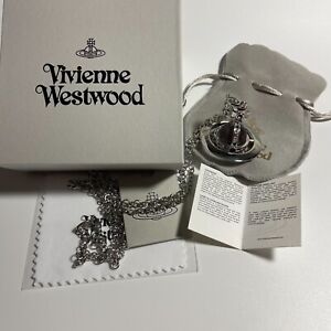 Vivienne Westwood silver tone 3D Orb Purple Ladies Pendant Necklace 80cm