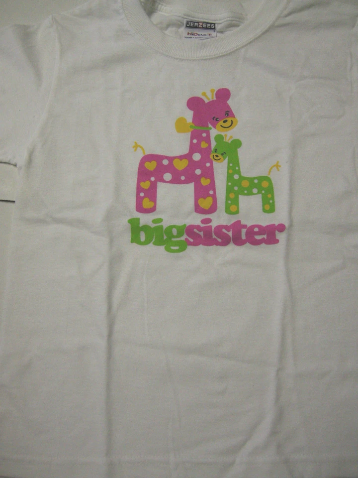 Nueva Camiseta Big Sister Diseño Jirafa, Talla 2-4 (Extra Pequeña), Algodón, Nueva Foto 1 de 2