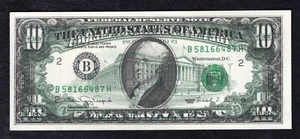 1990 $10 FRN “FULL BACK TO FACE OFFSET PRINTING ERROR” GEM UNCIRCULATED - Picture 1 of 2