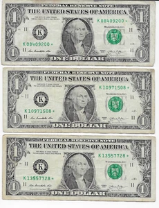 2013 $1 Federal Reserve STAR Notes (3) Dallas District Three (3) Notes - Picture 1 of 2