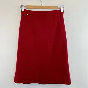 Sonia Rykiel Size 38 (8) Red Wool Pencil Skirt French Designer Made In France - Picture 1 of 12