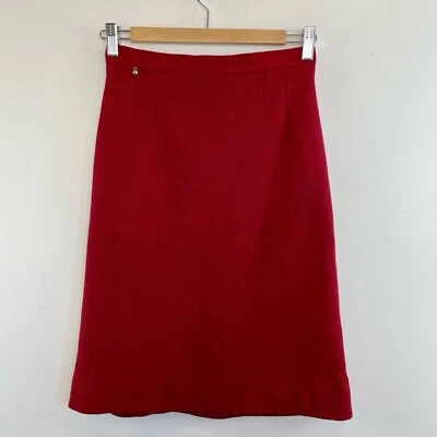 Sonia Rykiel Size 38 (8) Red Wool Pencil Skirt French Designer Made In France - Image 1 of 4
