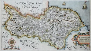 Antique Map YORKSHIRE, NORTH RIDING, Saxton & Hole, Camden Original  1637 - Picture 1 of 5