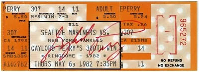 Gaylord Perry Signed Auto 300th Win Commemorative Baseball Ticket 5/6/82 PSA COA - Image 1 of 3