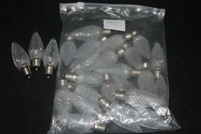 LED C9 WHT Light BULB WARM White Faceted CHRISTMAS Replacement 5 Diode E17 25PK - Image 1 of 4