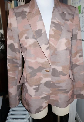Blazer Lagance Mujer 10 Chamberlain Camuflaje Un Botón Bolsillos Diseñador Rosa Foto 1 de 4