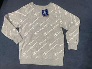 Champion All Over Print Long Sleeve Xl Youth Sweatshirt Gray - Picture 1 of 9